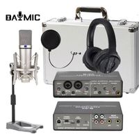 Micrófono de Condensador USB OEM, Set de Podcasting de Escritorio, Equipo de Grabación de Estudio, Cancelación de Ruido, Altavoces de Monitor de 5 Pulgadas