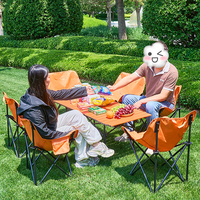 Ensemble de table et chaises pliantes pour le camping en plein air, 6 pièces, chaise lune avec table pliante pour pique-nique, plage, randonnée