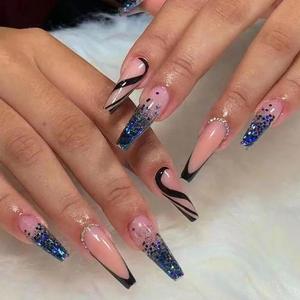 Uñas Postizas Francesas de Ballet Largas Estilo Europeo y Americano, Parches de Uñas Removibles y Aplicables <span class=keywords><strong>con</strong></span> Presión - Product Image 3