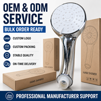 Pommeau de douche à main 3 fonctions, finition blanche, en ABS électroplaqué, avec tuyau de douche et support, compatible robinet, fabrication OEM ODM
