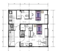 Villa préfabriquée à deux étages de 152 m2, design moderne, construction rapide, 3 chambres, 3 salles de bain, 3 cuisines, 3 salons