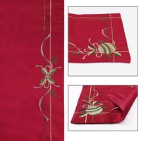 Ornement de Table rond en cristal rouge, 14x70 pouces, décorations de salle à manger, broderie de luxe, fantaisie, chemin de Table, noël