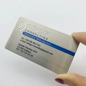 Customized Cheap Stainless Steel Brushed Metal Credit Bank Card Size Vip Member Laser Engraving Metal Business Cards