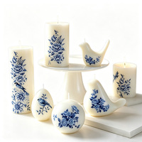 Bougie artisanale en cire de soja de style porcelaine bleue et blanche, forme irrégulière, pour la décoration de la maison, accessoires photo et cadeaux