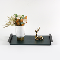 Assiette rectangulaire en cuir et métal vert foncé de style scandinave Assiette à fruits en bois MDF de taille personnalisée pour la cuisine domestique