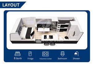 Caravana de Doble Eje Personalizada, Remolque Económico Todoterreno para 5 Personas, Camping al Aire Libre en China con Ducha y Baño - Product Image 3