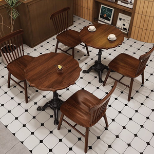 Mỹ Retro mộc mạc quán rượu quán rượu kim loại gỗ sồi Bàn và ghế cho quán cà phê đồ nội thất - Product Image 4