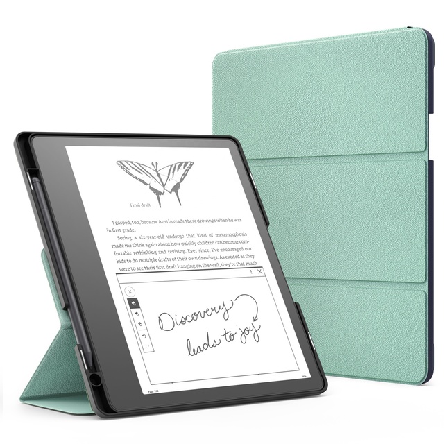 MoKo Ultra Slim Premium PU Leather Hybrid Hard Back Shell Trifold Stand Cover Case for Kindle Scribe 10.2 2022 2024