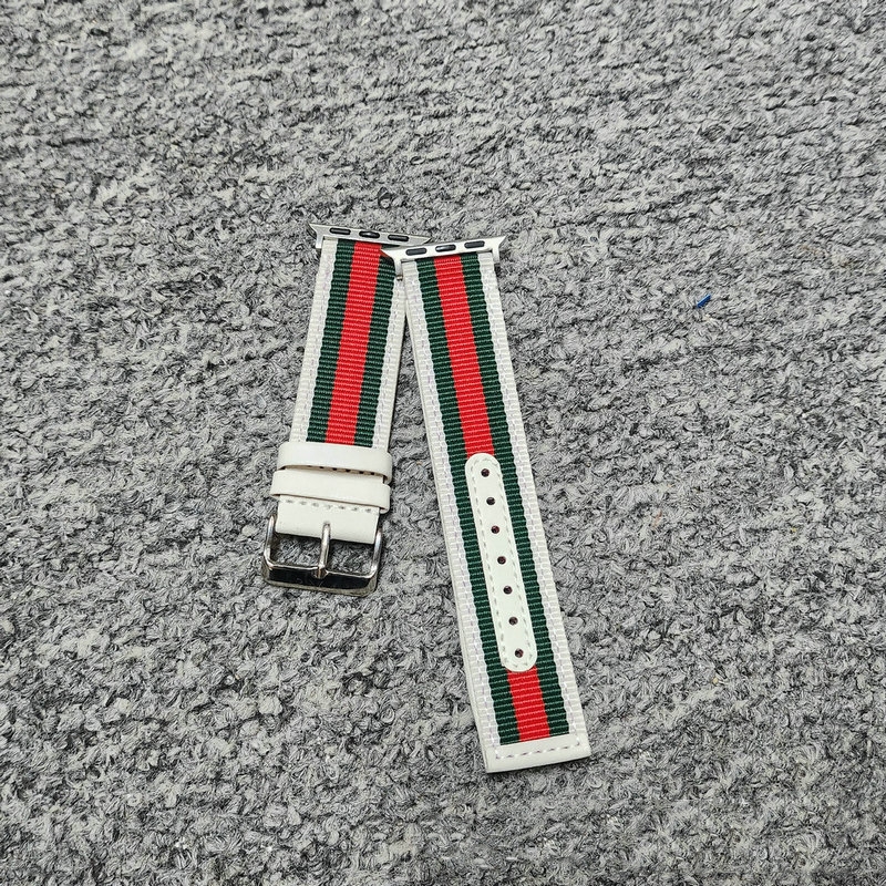 Luxury Designer Strap for Iwatch with Bee Red and Green Stripes Luxury Fashion Iwatch Nylon Strap Canvas S8S7