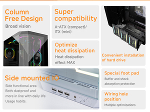 Gabinete para Juegos JungleLeopard AS-01, Blanco, Panel Lateral de Vidrio Templado, Ventiladores ARGB Preinstalados, Chasis para PC MATX, Compatible con 360 L - Product Image 3