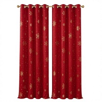 Rideau Occultant Noël Rouge Doré à Motif Flocon de Neige, Rideaux Métalliques à Œillets et Passe-Tringle, Traitement de Fenêtre Personnalisé pour Salon