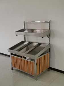 บูธพับได้แบบพกพา โต๊ะเคาน์เตอร์คีออสก์ ขายดี เหมาะสำหรับงานแสดงสินค้า พร้อมชั้นวางผลไม้และโต๊ะวางผักและถังใส่ผลไม้ - Product Image 5