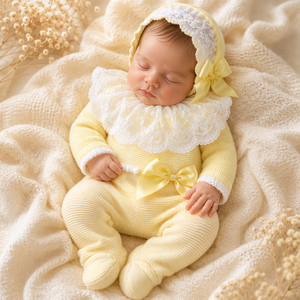 Conjunto <span class=keywords><strong>de</strong></span> Ropa <span class=keywords><strong>de</strong></span> Bautizo para Bebé Niña, Marca Kaiyue, <span class=keywords><strong>de</strong></span> Algodón, Tejido, con Gorro <span class=keywords><strong>de</strong></span> Encaje, Lazo <span class=keywords><strong>de</strong></span> Perlas, Estilo Formal y Elegante - Product Image 1
