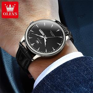 Reloj de Cuarzo para Hombre, 2933, de Lujo, con Correa de Cuero Genuino, Calendario, Clásico, Resistente al Agua, con Logotipo Personalizado OEM - Product Image 5