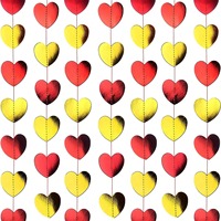 Guirlande de cœurs en papier 2M, or métallisé, argent, rose rouge, pour décoration de mariage et de fête, lot en gros