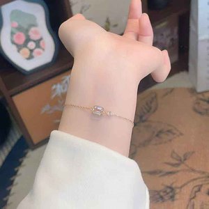Bracelet en or jaune 18 carats réglable, romantique, élégant, minimaliste, avec diamant <span class=keywords><strong>rose</strong></span> fantaisie de taille émeraude cultivé en laboratoire, bijoux fins pour femmes - Product Image 4