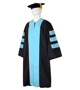 Doctoral Gown with Gold Piping and Tam