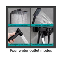 Ensemble de douche pliant en acier inoxydable avec affichage numérique LED noir mat moderne Libert G-14, mitigeur de douche chaud/froid à effet pluie