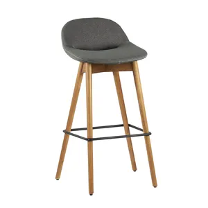 Restaurants Cafe Bar Furniture Kitchen Island Upholstered High Bar Stool Chair Wooden with Back Tall