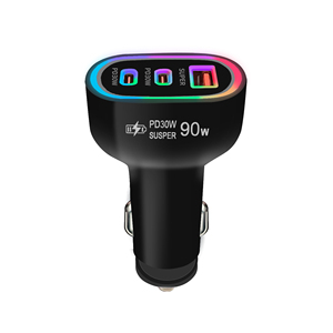 ที่ชาร์จในรถยนต์ 90W USB+2 Type-C ชาร์จเร็วสำหรับโทรศัพท์มือถือ ที่ชาร์จในรถยนต์แบบเร็ว USB-C 90W อะแดปเตอร์ที่จุดบุหรี่ในรถยนต์แบบ USB Type C - Product Image 3