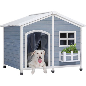 Casa de perro extragrande de 47 "para 2 razas medianas, impermeable, <span class=keywords><strong>PVC</strong></span>, para techo, ventana, Material de madera, gris, XXL, casa de perro para exteriores, razas grandes - Product Image 3