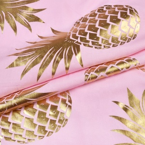 100% 人造丝面料，带金箔印花可持续菠萝图案，适合女性服装透气和编织 - Product Image 4