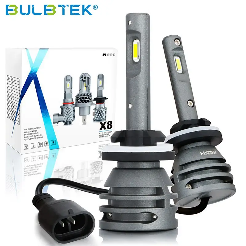BULBTEK X8 880 most popular H1 H4 H7 H11 9005 9006 9012 H13 high lumen auto led headlight system