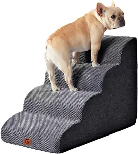 Supplier 2/3/4/5 Steps Non-Slip balanced foam indoor ladder cat ramp pet step dog stairs for high beds and couch