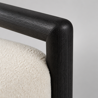 Fauteuil d'appoint Boucle, fauteuil moderne rembourré, canapé simple avec structure en bois noir pour salon, chambre à coucher, coin lecture