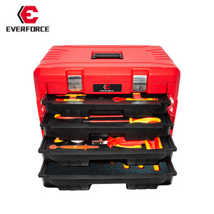 Everforce Tool Set 4 Drawer Red Plastic Toolbox With Insulated Tools For Electrical Repair - Product Image 1