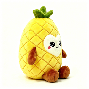 Peluche de piña sonriente personalizado, personaje de peluche de piña de dibujos animados, peluche de piña con cara en forma de corazón - Product Image 1