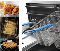 Freidora comercial de acero inoxidable a gas de pie con doble compartimento de 21*2L para pollo frito