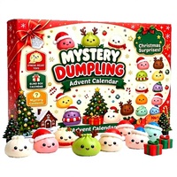 Calendrier de l'Avent Squishy de Noël 24 pièces – Boîte Mystère Anti-Stress avec Figurines Mignonnes en Forme de Ravioli – Cadeau de Fêtes
