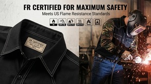 Camicia <span class=keywords><strong>da</strong></span> <span class=keywords><strong>Lavoro</strong></span> Ignifuga Resistente agli Strappi per Uomo, Manica Lunga, Personalizzabile, per Costruzioni e Lavori all'Aperto, Mimetica - Product Image 3