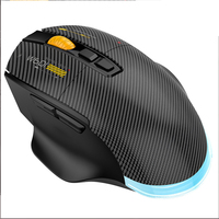 Mouse serat karbon 2.4G, tetikus bermain game kustom e-sport 12800 DPI, kabel nirkabel tiga mode