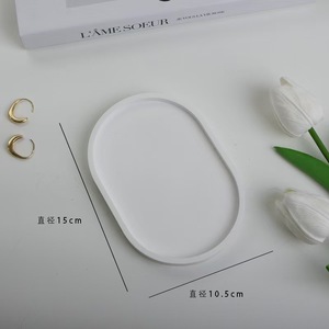 Plateau en ciment décoratif en céramique et résine carré et rond pour rangement de bureau porte-bijoux plateau décoratif en béton - Product Image 5