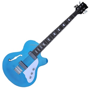 Guitare <span class=keywords><strong>basse</strong></span> électrique Flyoung à <span class=keywords><strong>5</strong></span> <span class=keywords><strong>cordes</strong></span>, corps semi-creux, style Side Hole, bleu métallisé - Product Image 2