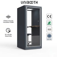 UNIBOOTH - Cabine insonorisée 30 dB, acoustique ISO 23351, ASTM-E84, ignifuge, montage rapide, silencieuse, pour salle de réunion, usine, meilleur rapport qualité-prix