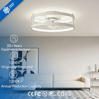 Ventilateur de plafond LED à 5 pales avec double cercle, 400 LED, gradation progressive tricolore, télécommande et contrôle par application, configuration Agi32