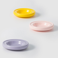 Gamelle plate en céramique unie minimaliste anti-renversement pour animaux de compagnie, pour aliments humides et eau, pour chats et chiens, vente en gros