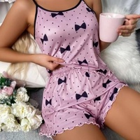 Pakaian Tidur Wanita Ukuran Besar Laris Manis untuk Musim Panas, Baju Tidur Dewasa Seksi, Piyama Wanita, Set Piyama Wanita Pinggang Elastis Rajutan
