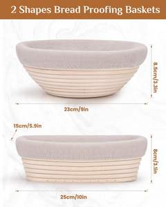 Cesta de prueba de pan redonda de ratán natural de 9 pulgadas de grado alimenticio con cesta de prueba de cepillo de tela juego de pan - Product Image 6