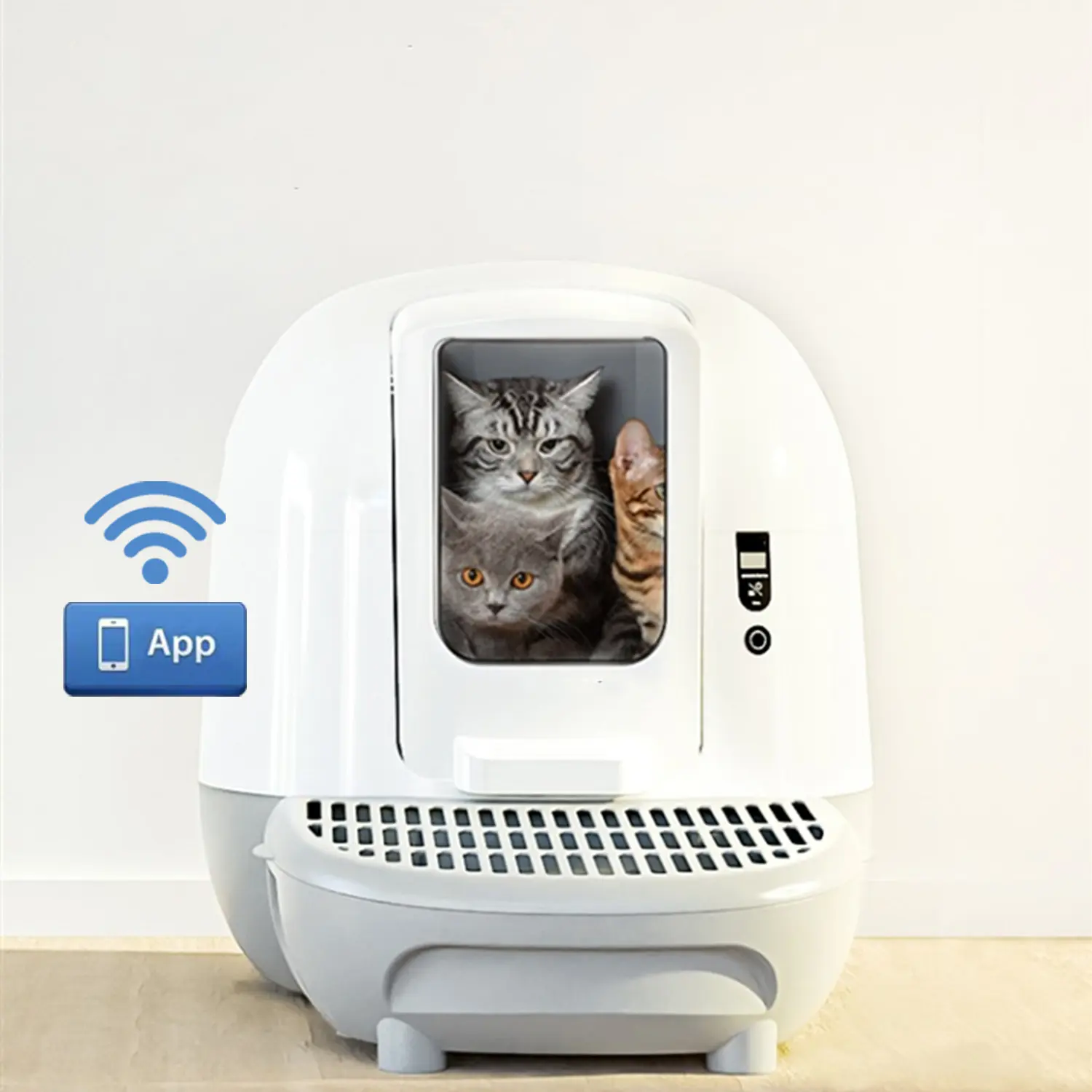 2023 nouveau design intelligent auto chat toilette blanc intelligent auto-nettoyant automatique chat litière