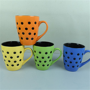 Tasse à café en céramique, avec points peints à la main, accessoire pour le thé <span class=keywords><strong>mocha</strong></span>, en porcelaine imprimé, 12 oz, nouveauté - Product Image 1