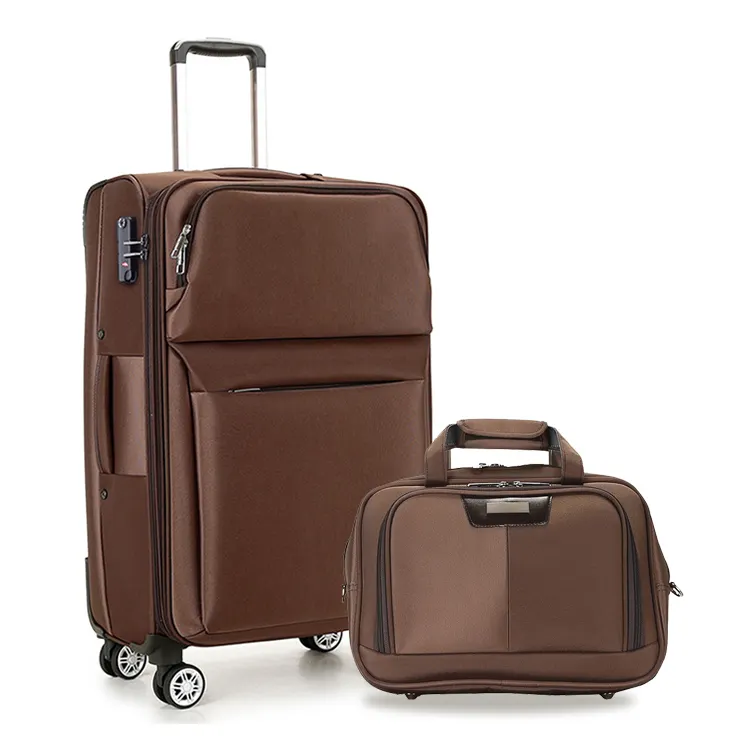 नरम लक्जरी यात्रा बैग Duffel यूनिवर्सल पहिया कपड़े 2 टुकड़ा Trolly बैग सामान सेट