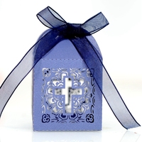Hstyle Croix Laser Cut Bonbons Boîtes avec Rubans Party Favor Petites Coffrets Cadeaux pour Baby Shower Premier Anniversaire Baptême Faveur