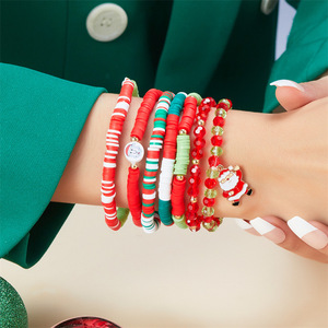 Perles en céramique douce contrastées avec motif de Noël européen et américain, cadeau de vacances, perles de Père Noël - Product Image 3