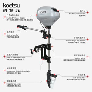 Koetsu Brushless Electric Outboard Motor For Inflatable Fishing Boat Propulsion Engine 12V 300W - Product Image 1