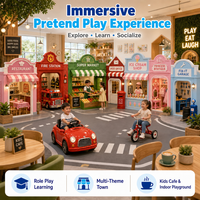 Ensemble de jeu de rôle commercial pour enfants, équipement de terrain de jeu intérieur, mini-ville avec restaurant, supermarché, garage pour centre commercial