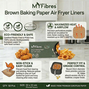 European <b>Baking</b> Paper Air Fryer Liner 22 x 22 cm 50pcs Non-stick Parchment Paper Greaseproof Disposable - Product Image 2